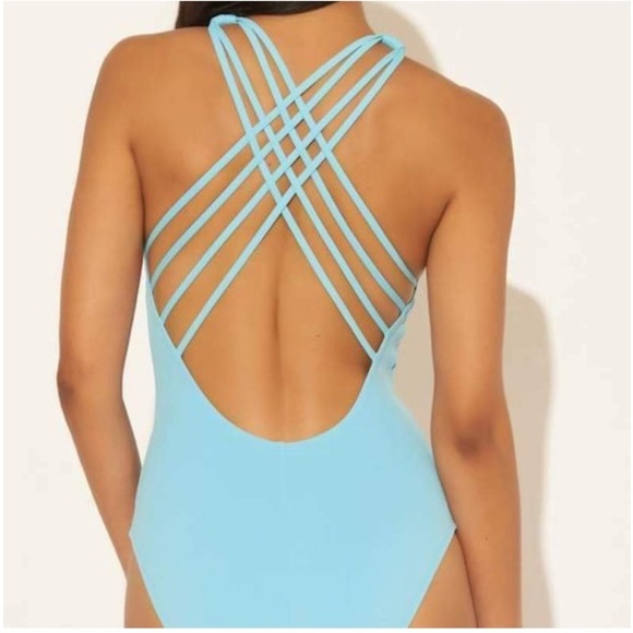 Bleu Rod Beattie one piece bathing suit mesh strappy Swimsuit blue 10 - Picture 11 of 11